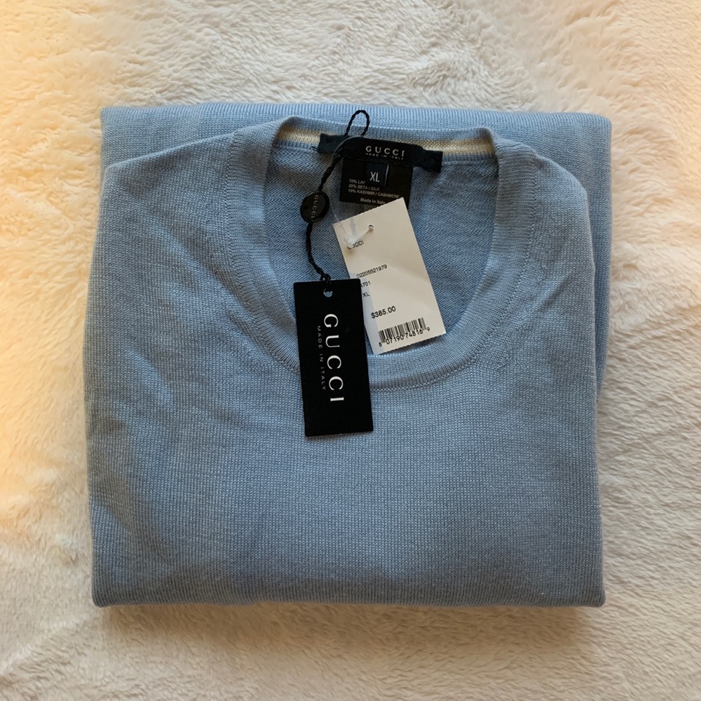 Baby blue men’s Gucci wool silk cardigan/sweater